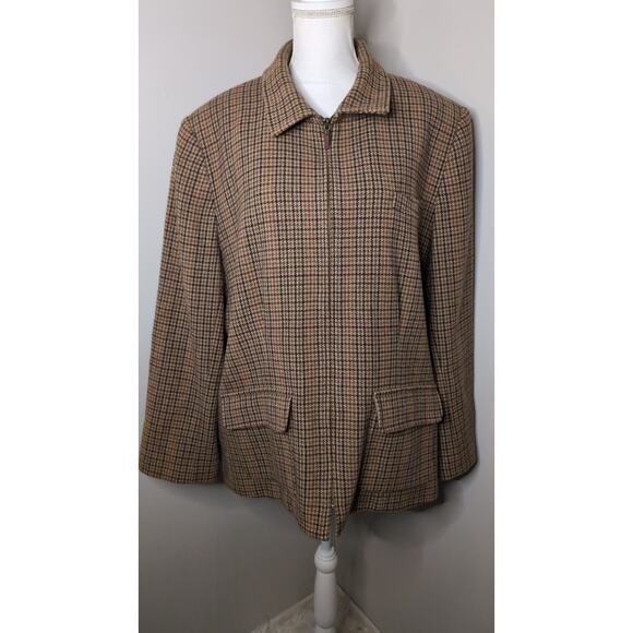 Lauren Ralph Lauren wool houndstooth equestrian oversized grunge jacket - Picture 2 of 13